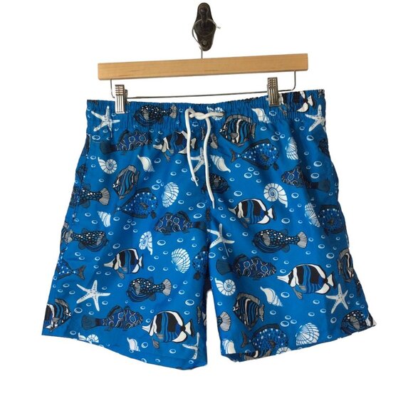 Trunks Surf & Swim Blue Fish Elastic Waist Size Medium - Picture 2 of 12